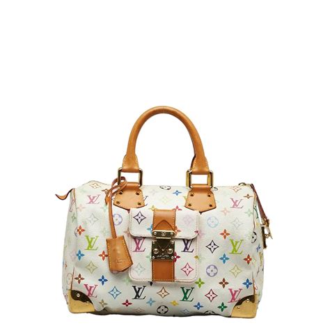 authentic louis vuitton multicolor white speedy 30 handbag m92643